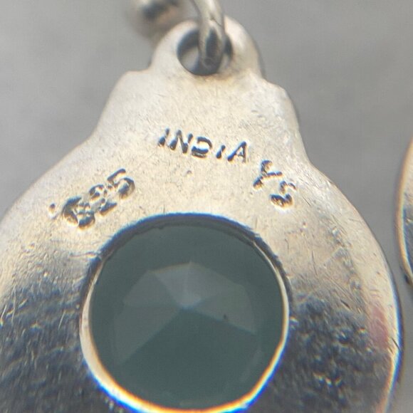 Sterling Silver 925 YS India Round Faceted Chalcedony Quartz Dangle Earrings - Picture 9 of 16